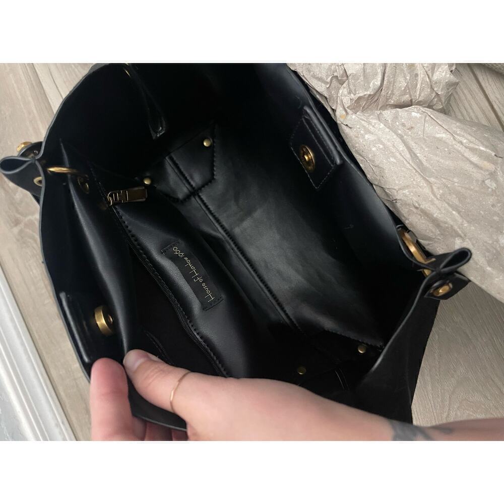 NWT House of Harlow 1960 Black Suede Luxe Satchel & Wristlet - Picture 9 of 11